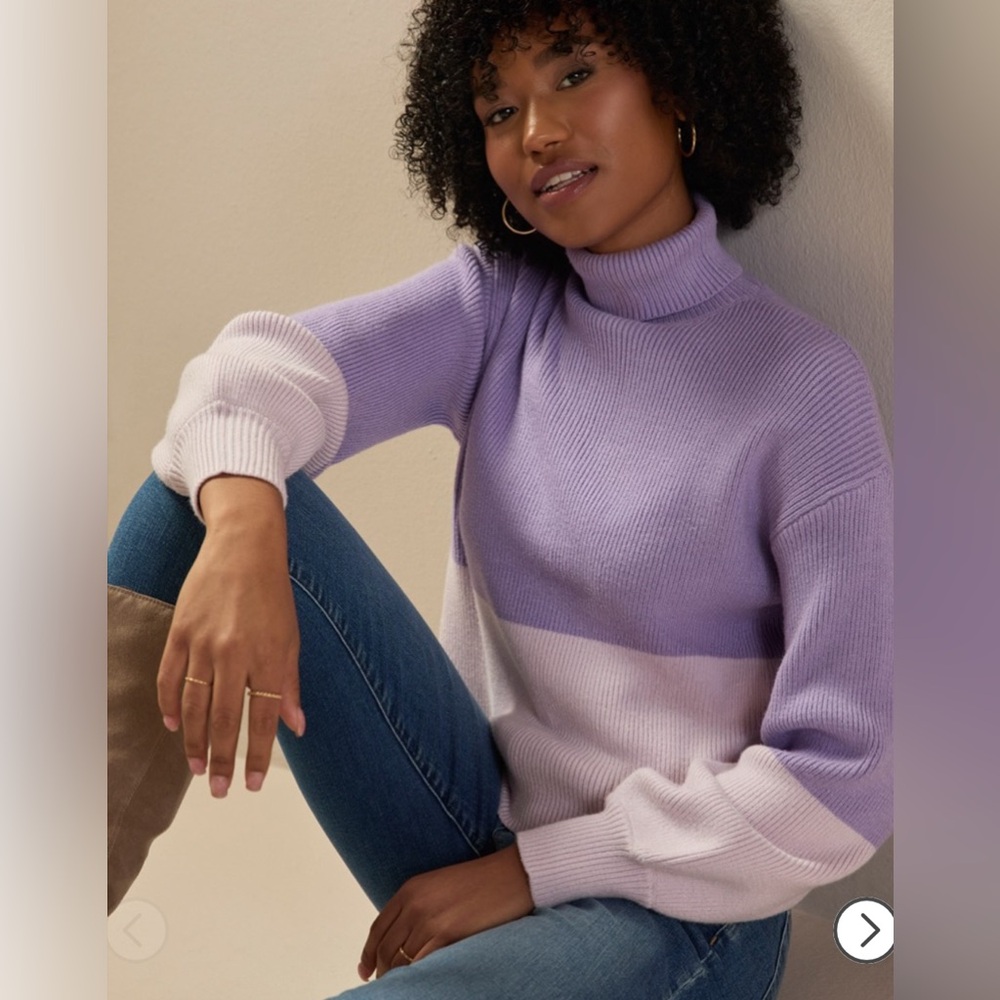 Francesca's Abby‎ Two Tone Pullover Sweater - Purple - NWT